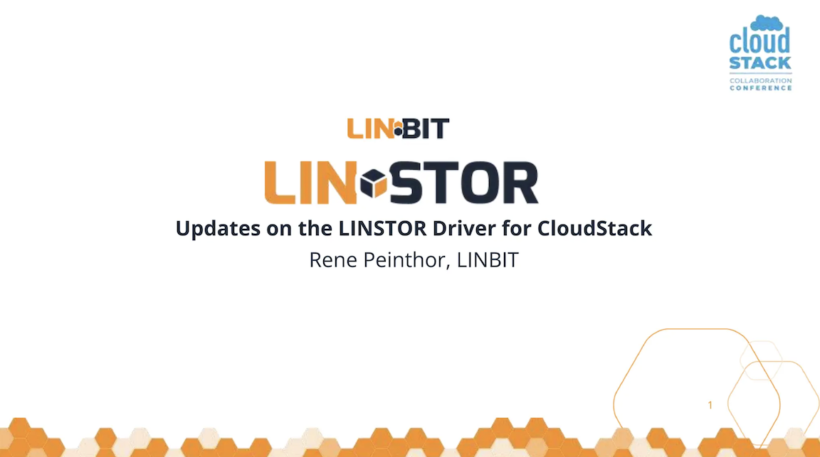 Updates on the LINSTOR Driver for CloudStack - slides